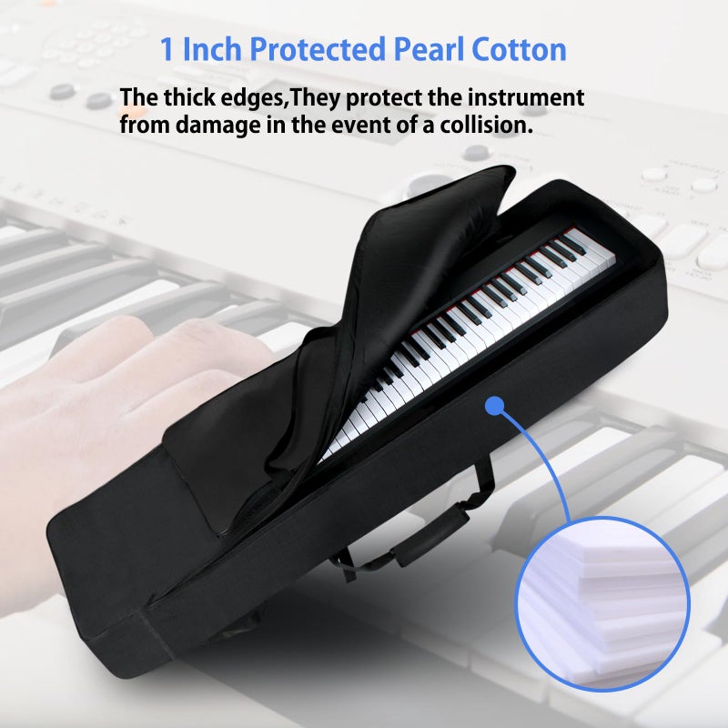 NKTM 88 Key Keyboard Case, 53.5"x12.6"x6.3" Electric Keyboard Bag Piano Gig Bag with Handles and Adjustable Shoulder Straps Keyboard Gig Bag - Black - Image 3